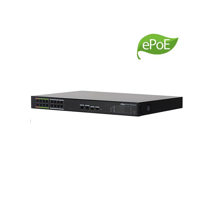 DAHUA (LR2218-16ET-240) 16 PORT POE(8 PORT E-POE) (8FE POE+8FE E-POE+2GE+2GE KOMBO 240W POE) SWITCH