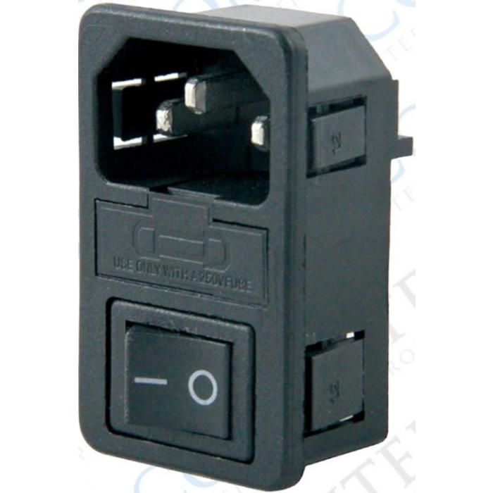 POWERMASTER IC-214A-S C14 POWER SOKET ERKEK ANAHTARLI+FUSELİ KULAKSIZ UL