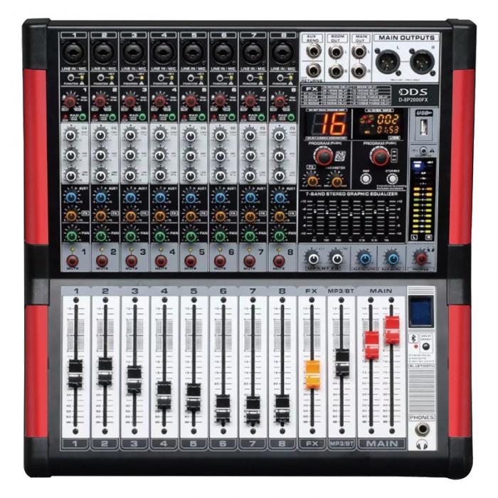 DDS D-8 P2000 FX 8 KANAL 2X1000W USB/SD/BLUETOOTH POWER MIXER