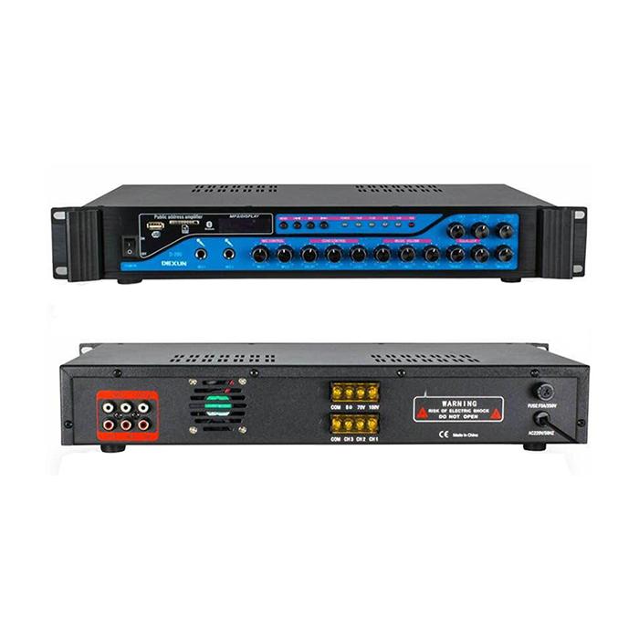 DEXUN D-200 200W 3 ZONE İKİ MİK GİRİŞ USB-BT 4/16-70-100V HAT TRAFOLU ANFİ
