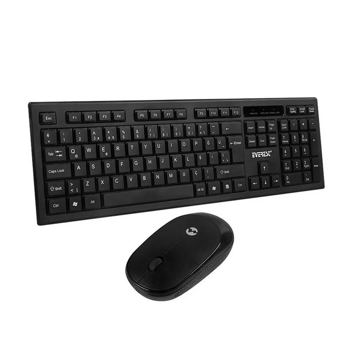 EVEREST KM-6121 SİYAH KABLOSUZ SLIM Q KLAVYE + MOUSE SET