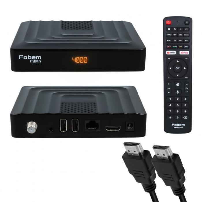FOBEM VISION S HİBRİT 4GB RAM 32GB HDD 1.5GHZ SES KOMUTLU UYDU ALICILI ANDROID 14 TV BOX (TUNERLİ)