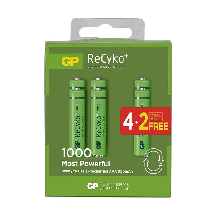 GP BATTERİES RECYKO 950MAH AAA İNCE KALEM 6 ADET Nİ-MH ŞARJLI PİL 1.2 VOLT