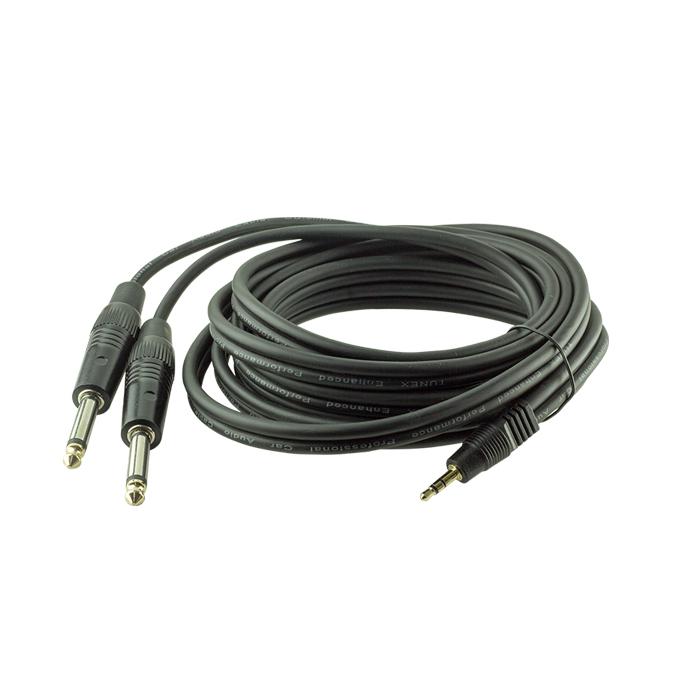 POWERMASTER 3.5 MM STEREO ERKEK / 2X6.3 MM MONO GİTAR ERKEK 3 METRE KABLO