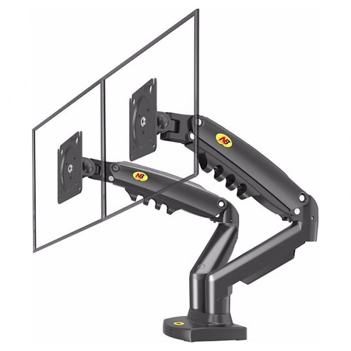 POWERMASTER F160 17 - 27 AMORTİSÖRLÜ STAND ÇİFT KOL LCD-LED MONİTÖR TUTUCU STAND ASKI APARATI
