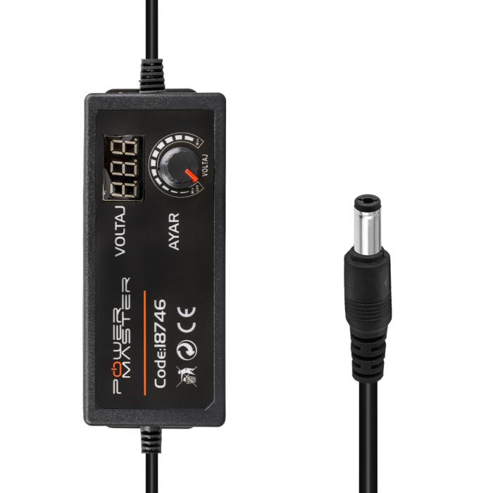 POWERMASTER 3 VOLT - 12 VOLT - 5 AMPER ÇOK UÇLU AYARLI KADEMELİ ADAPTÖR
