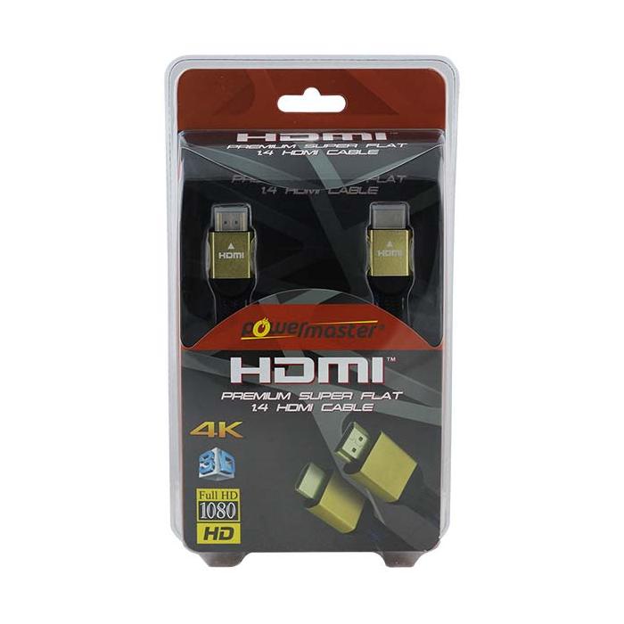 POWERMASTER PM-31349 1.4V 3D 4K UYUMLU 1.5 METRE GOLD YASSI ÖRGÜLÜ HDMI KABLO