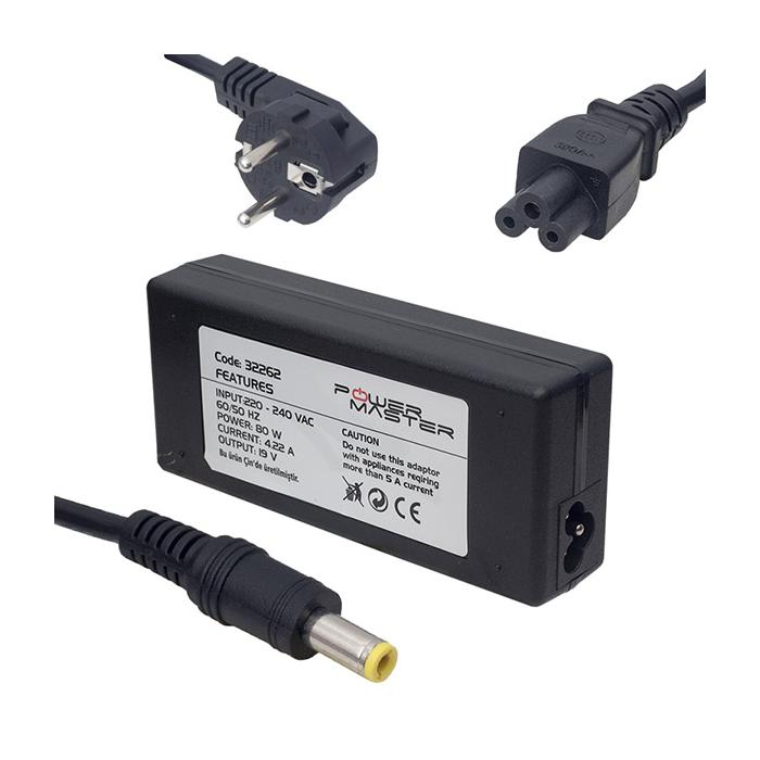 POWERMASTER PM-32262 19 VOLT - 4.22 AMPER 5.5*2.5 MM UÇLU ADAPTÖR (SAMSUNG NOTEBOOK)