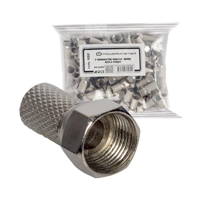 POWERMASTER RG6/U4 18 MM GENİŞ F KONNEKTÖR (100LÜ POŞET)