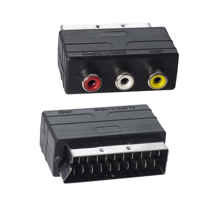 POWERMASTER PM-2067 SCART ERKEK-RCA DİŞİ ARA MİNİ ADAPTÖR