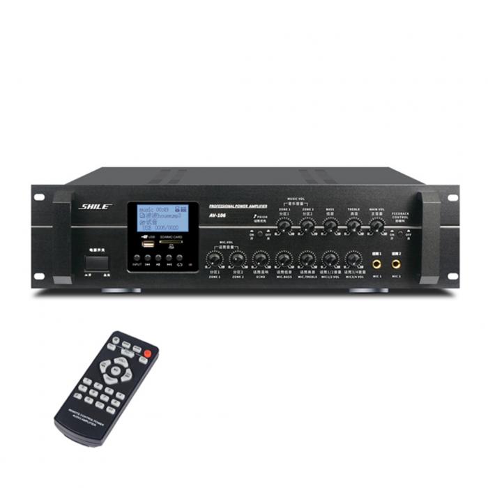 SHILE AV-106 4 KANAL USB BT 2 X ZONE HOP VE MİK-4X 150W TRAFOSUZ ANFİ