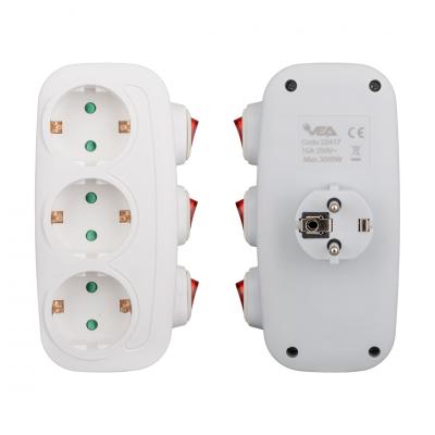 VEA VE-22417 16 AMPER - 3500 WATT 3LÜ AYRI ANAHTARLI PRİZ