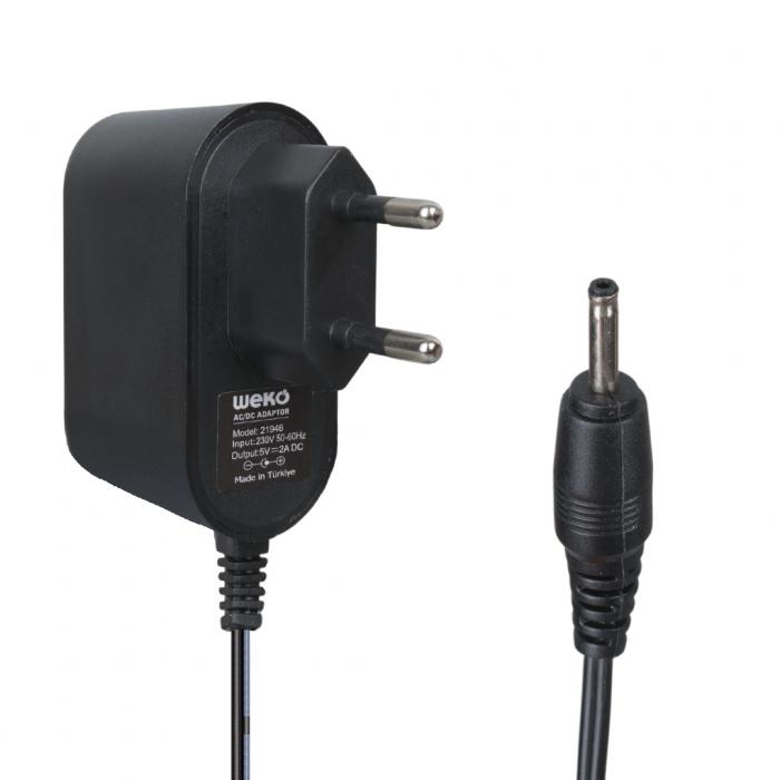WEKO 5 VOLT - 2 AMPER 2.5*0.7 İNCE UÇ YERLİ ÜRETİM PRİZ TİPİ TABLET PC ADAPTÖRÜ