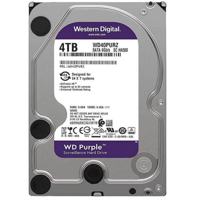 WESTERN DIGITAL PURPLE WD40PURZ/WD42PURZ/WD43PURZ 4 TB SATA 6GB/S 7/24 GÜVENLİK HARDDISK (3 YIL RESMI DİST GARANTİLİ)