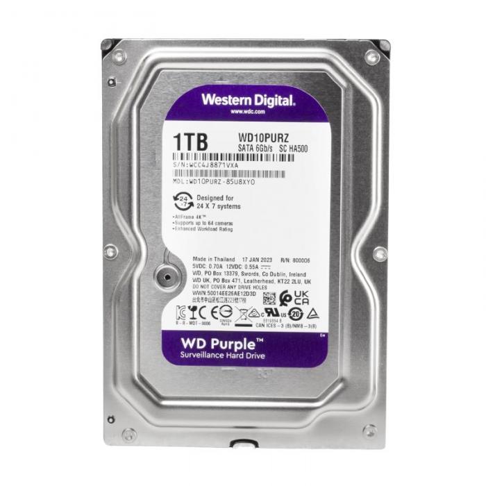 WESTERN DIGITAL PURPLE WD10PURZ 1 TB SATA 6GB/S 7/24 GÜVENLİK HARDDİSK (3 YIL RESMI DİST GARANTİLİ)