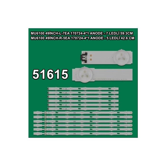 WKSET-6615 35989X6 35990X6 MU6100 49İNCH-L/R 12 ADET LED BAR
